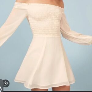 Reformation, Honor Dress Ivory Smocked Mini, Size 4 | 1174. NWT